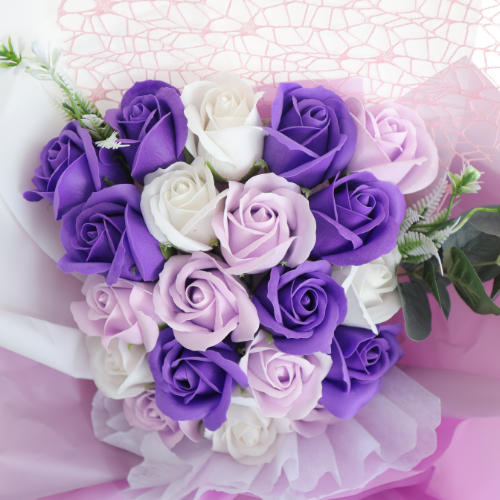 Bó 20 bông hồng sáp tím hồng