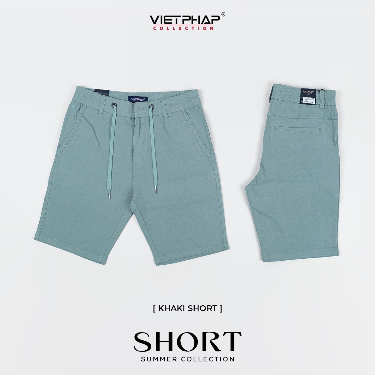 Quần Short Kaki Cao Cấp VIỆT PHÁP/ Form basic/ thêu logo sườn, chất liệu dệt cotton mềm mịn hút mồ hôi ,không phai màu 1211