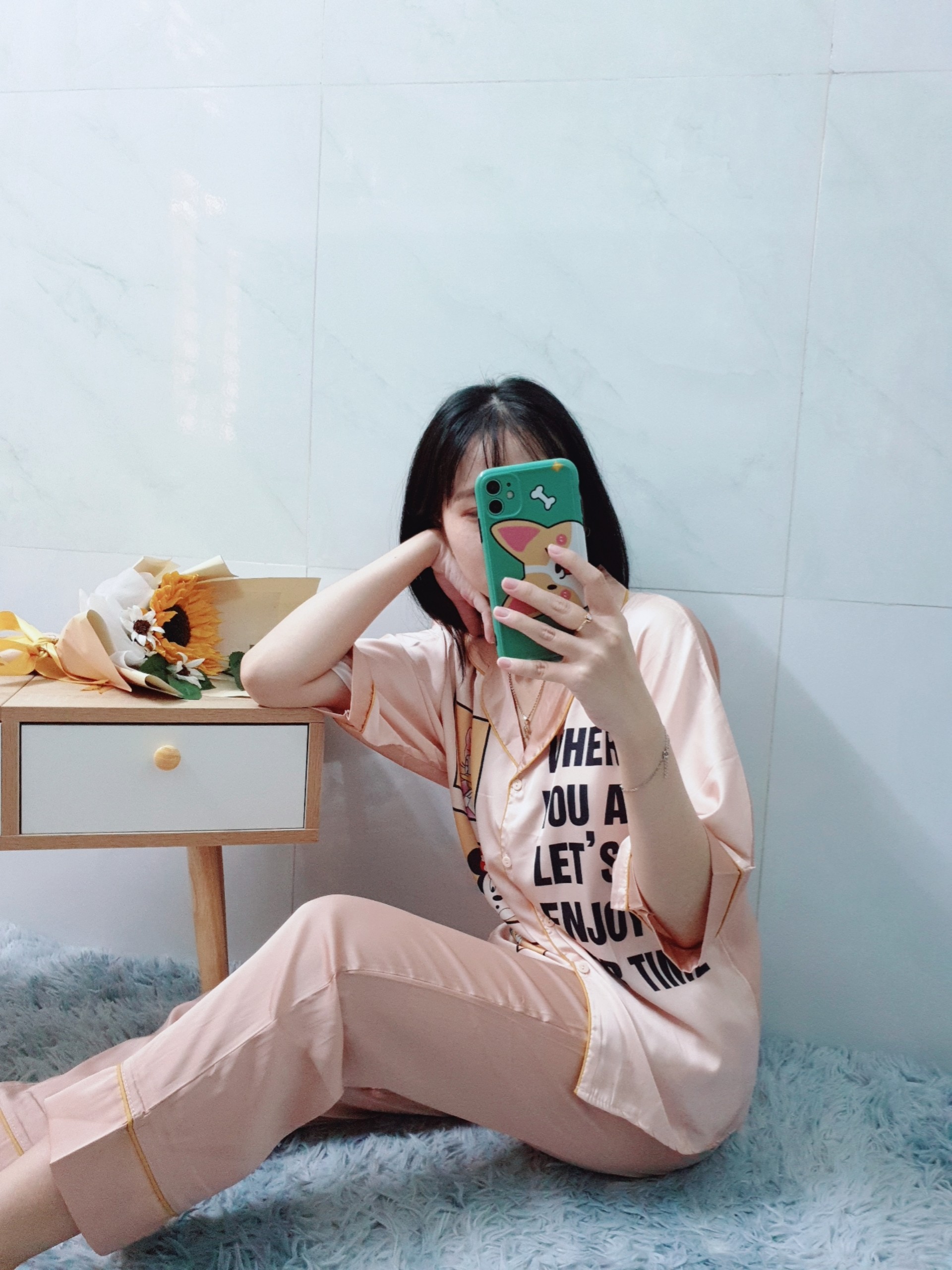 Đồ Bộ Pijama Mặc Nhà Nữ - Kiểu Dáng Dễ Thương, Sang Trọng - Vải Lụa Cao Cấp, Thoáng Mát, Mềm Mịn