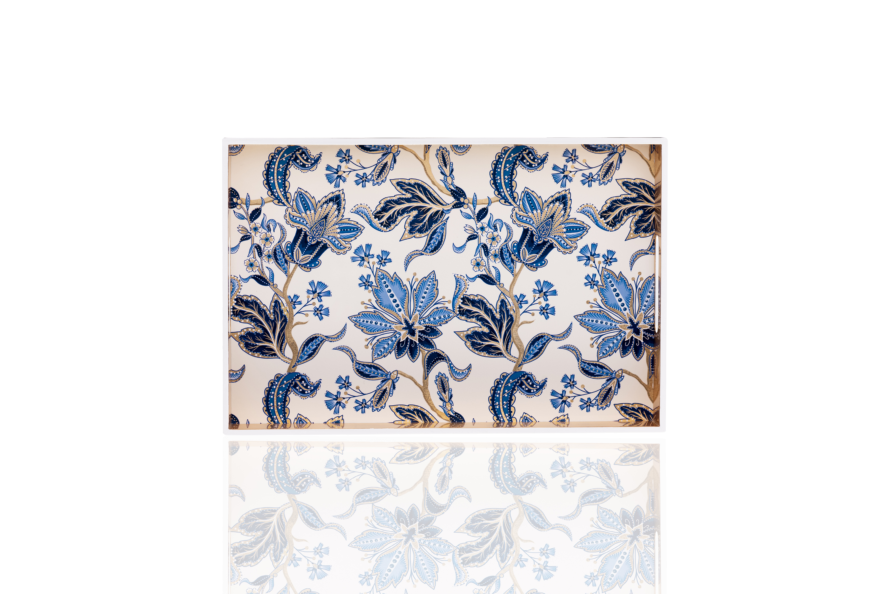 KHAY SƠN MÀI - Họa tiết hoa lam 25x40cm