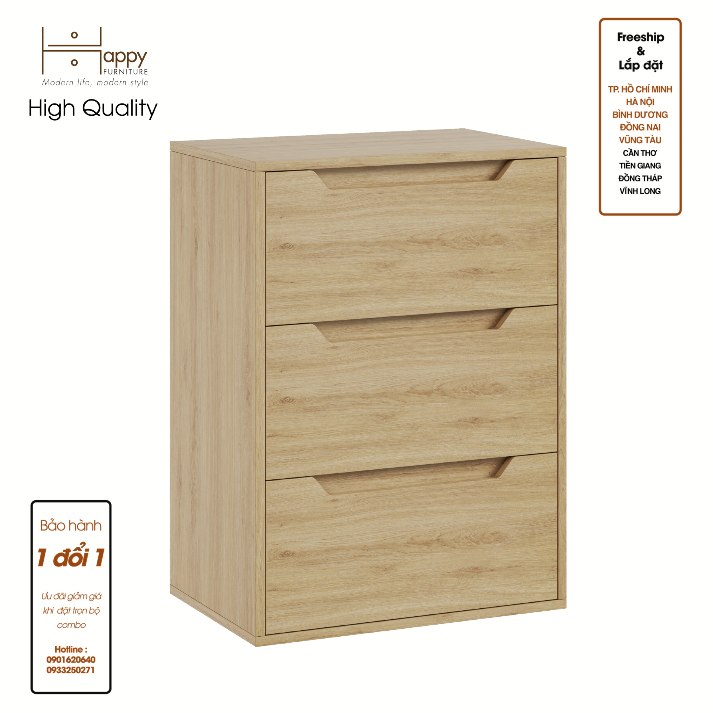 [Happy Home Furniture] ALEE, Tủ đựng đồ 3 ngăn kéo ,  60cm x 40cm x 82cm ( DxRxC), THK_036