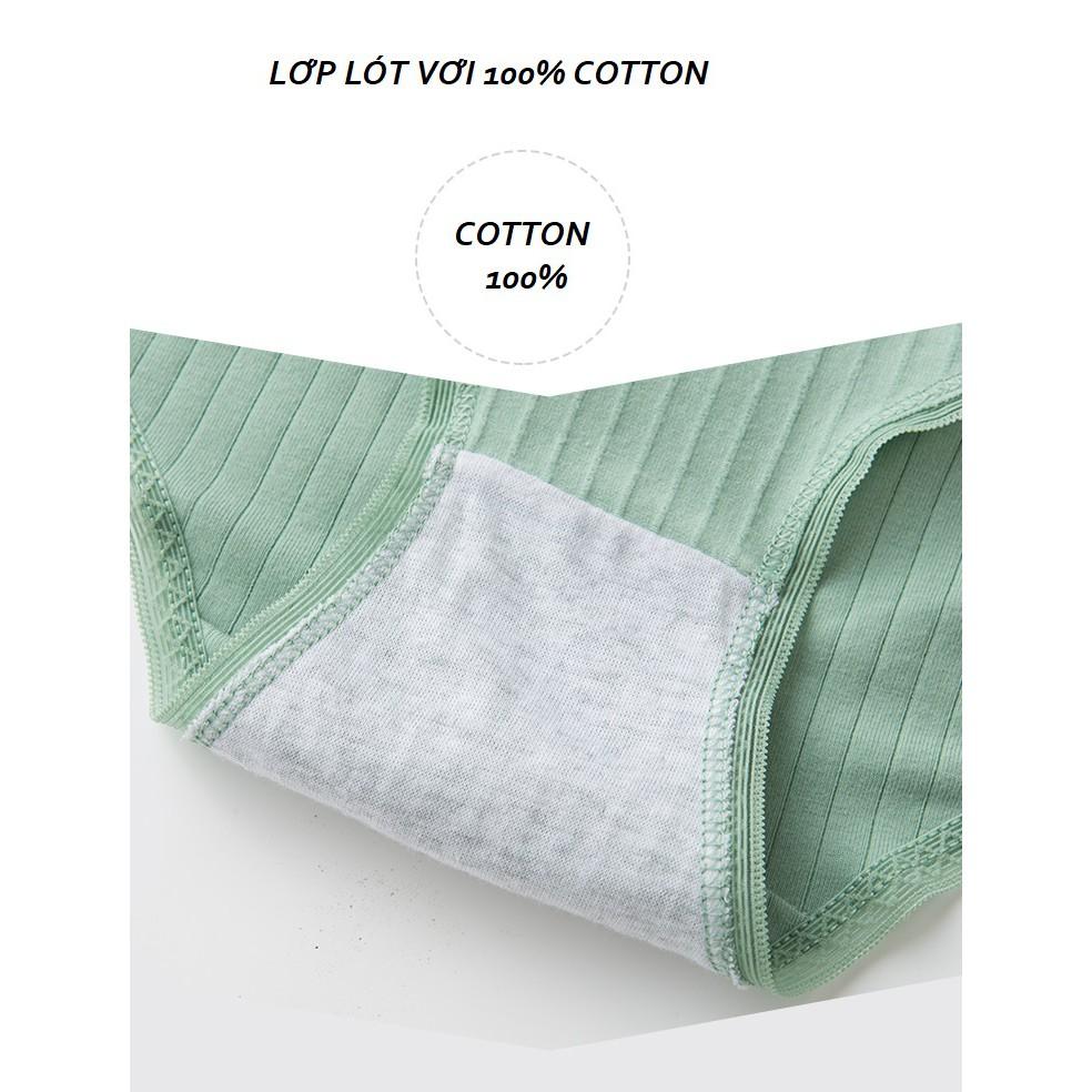 Quần lót nữ, quần cotton tăm gân phối nơ thấm hút mồ hôi Q/C064