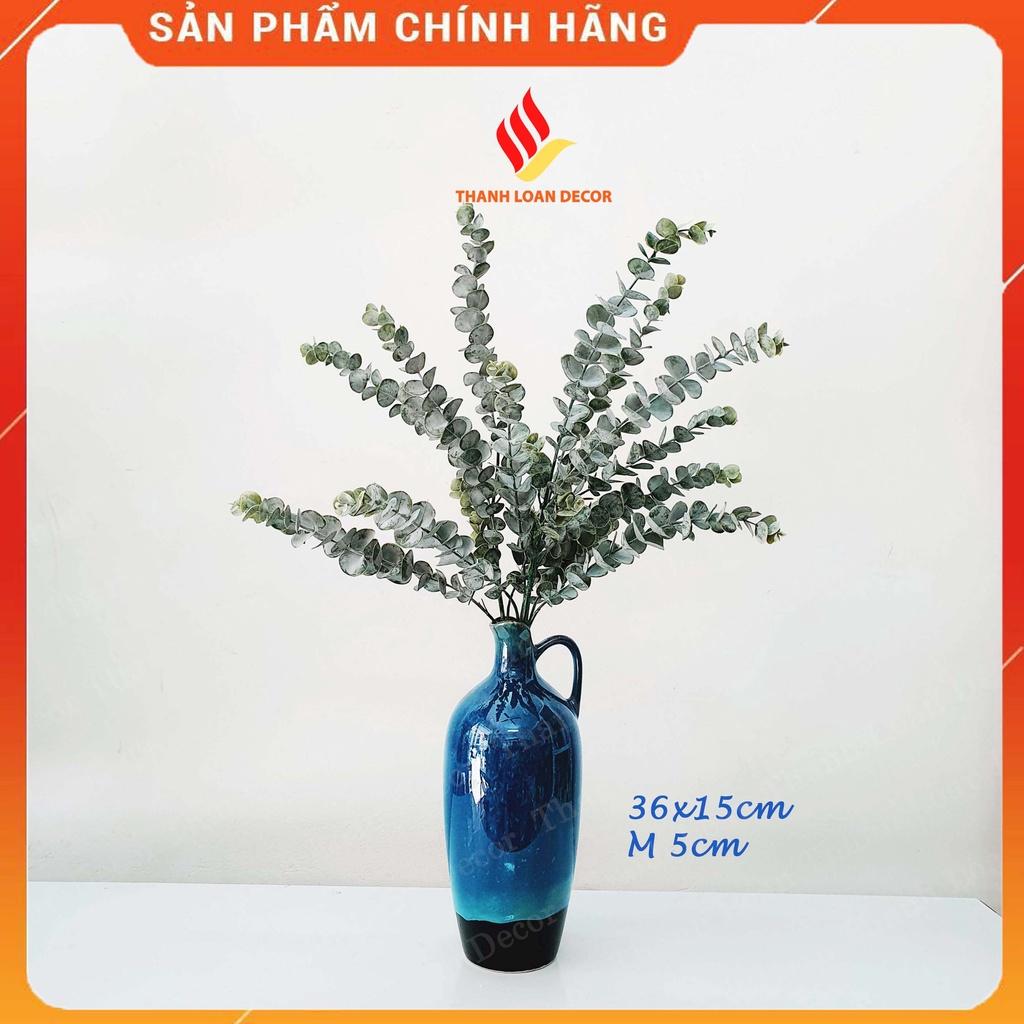 Lọ hoa gốm sứ Bát Tràng cỡ to - Bình hoa decor trang trí nhà đẹp - Men xanh hỏa biến