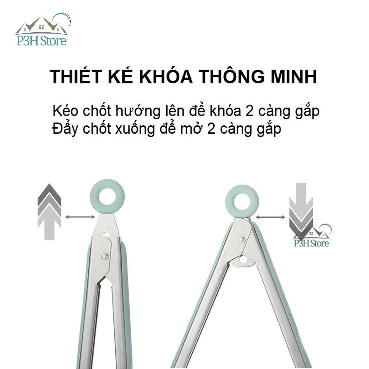 Kẹp gắp thức ăn 9 inches tay cầm Silicone PS-216