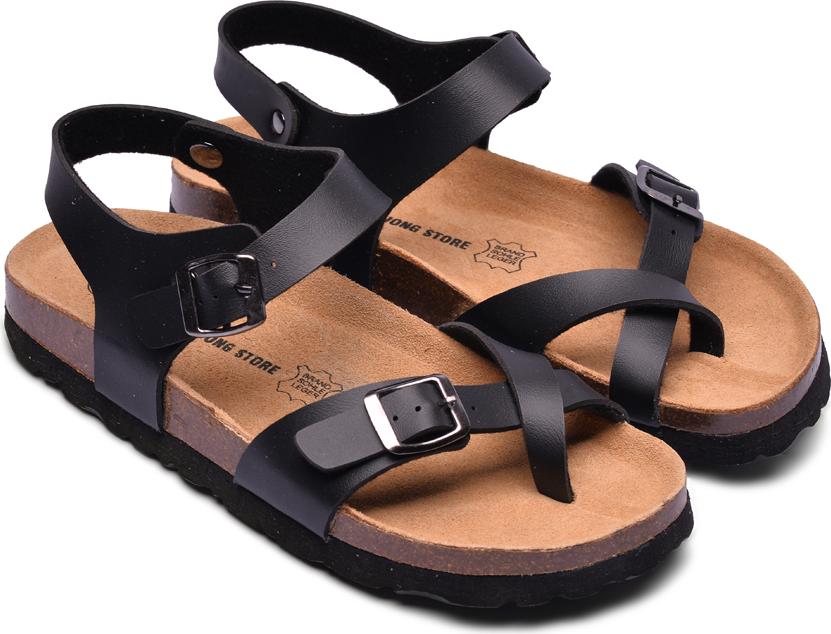 Giày Sandal Nữ Xỏ Ngón Đen Đế Trấu HuuCuong 2133