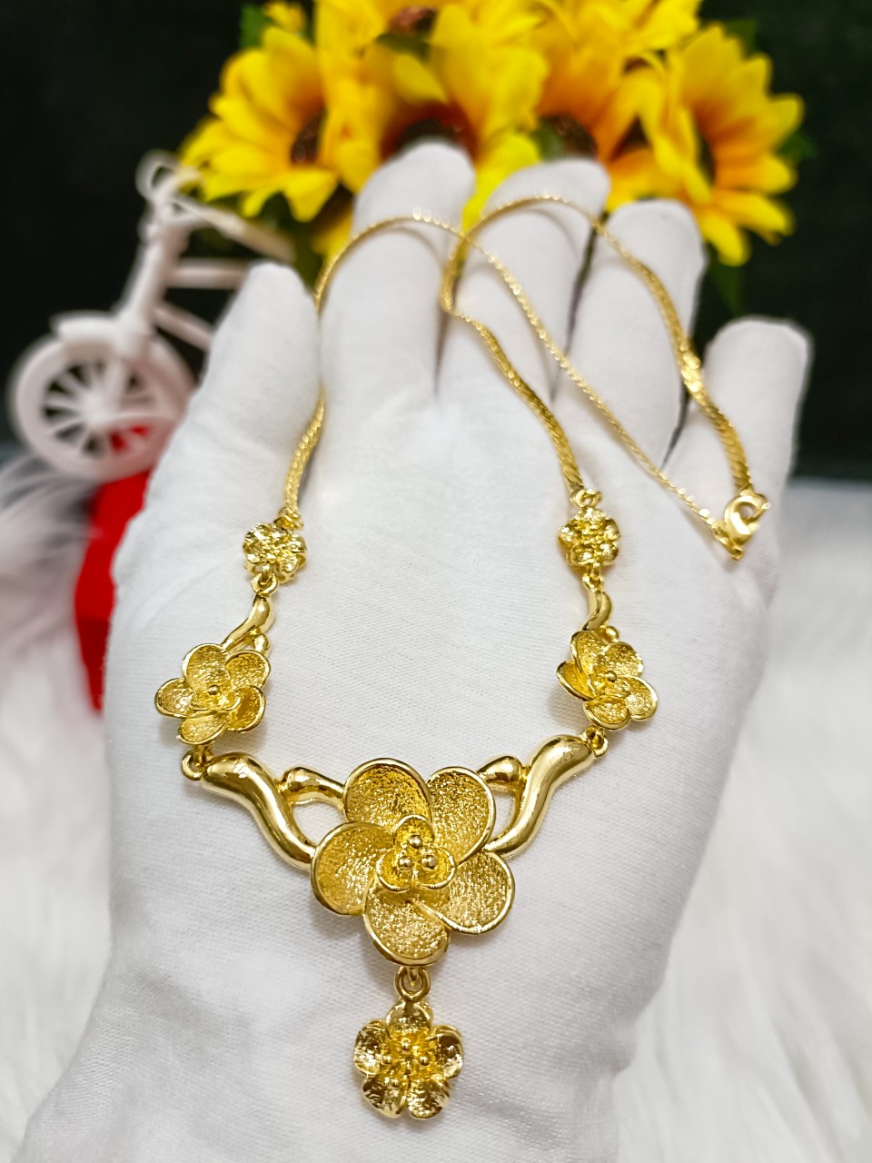 Dây chuyền cưới mạ 24k kèm hộp nhung E43