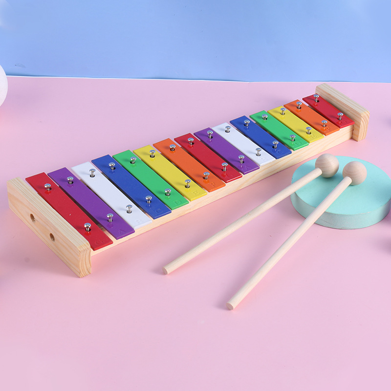 Đàn Xylophone T'rưng 15 Phím Đủ Màu Sắc Tặng Dùi Gỗ Cho Bé Tập Chơi Và Làm Quen Với Âm Nhạc