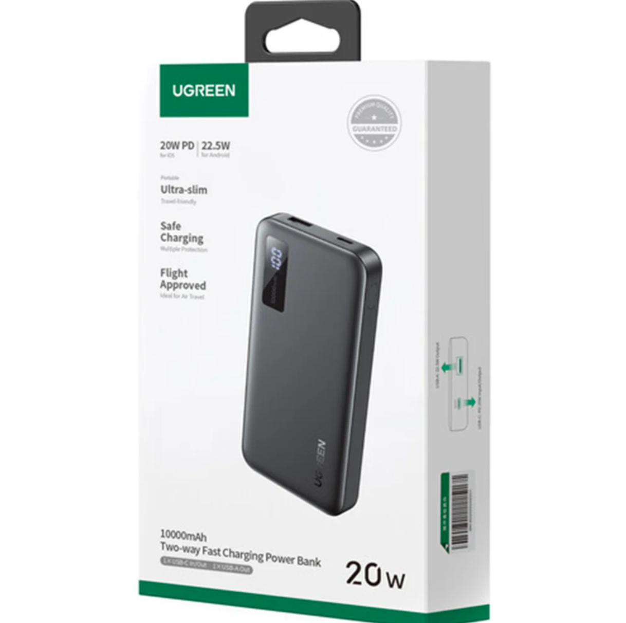 Pin sạc dự phòng dùng cho điện thoại 10000mAh Li-ion 2 cổng đầu ra Ugreen 25742 màu đen - Hàng chính hãng
