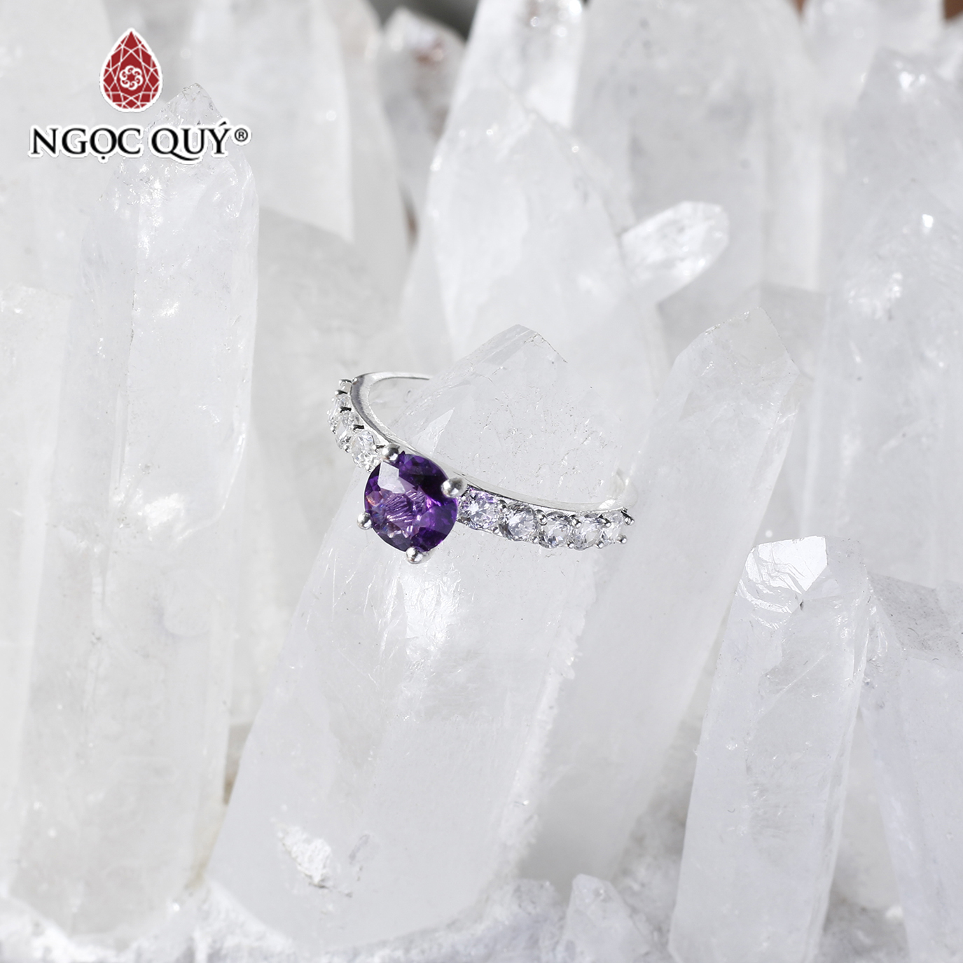 Nhẫn bạc nữ đá thiên nhiên - Ngọc Quý Gemstones - Thạch anh tím - Ni 19