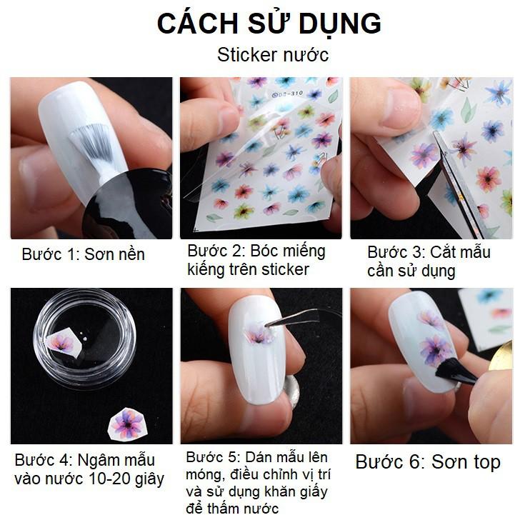 Set 12 Sticker Nước Các Loại Hoa Full Móng