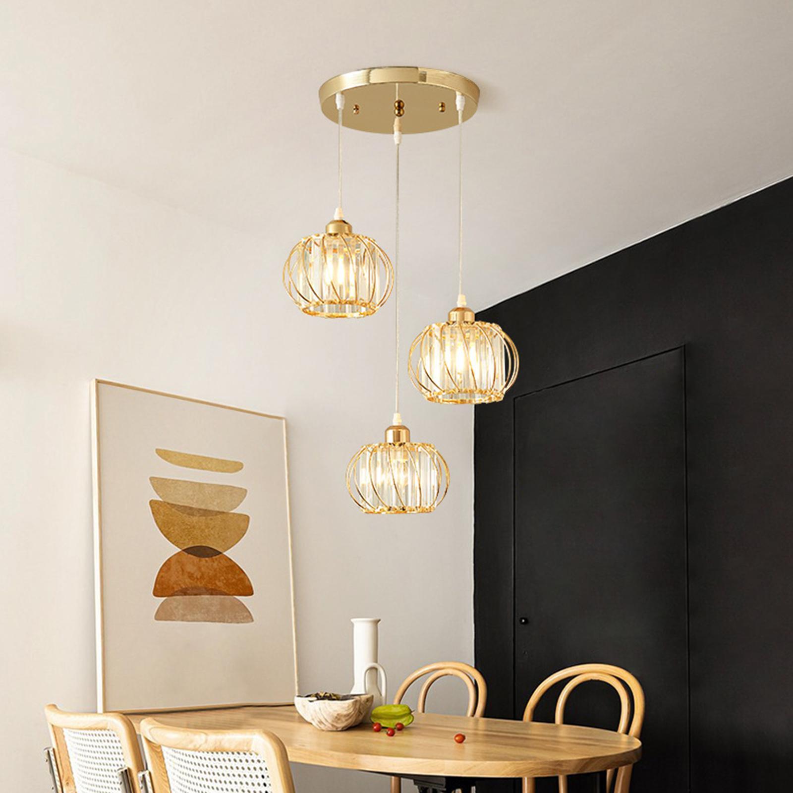 3 Light Crystal Pendant Light Fixture Modern Adjustable for Dining Room Restaurant