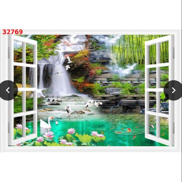 Tranh 3D dán tường hình cửa sổ