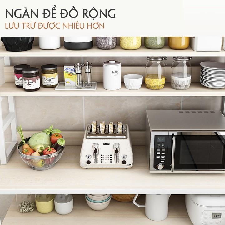 Kệ lò vi sóng, kệ nhà bếp đa năng ngang 80cm, kệ gỗ nhà bếp để lò vi sóng ngắn để đồ rộng thép sơn tĩnh điện cao cấp