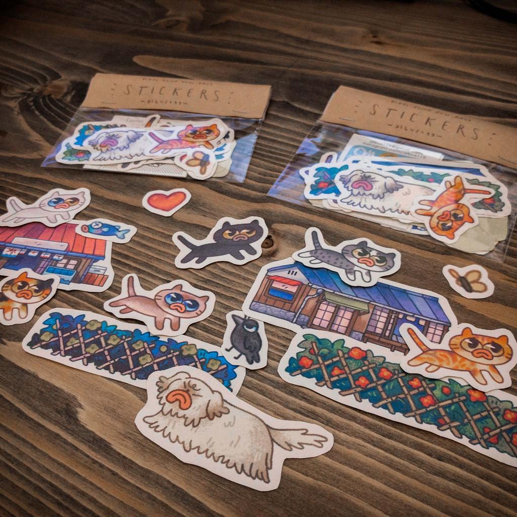 Bộ 15 miếng dán sticker hình mèo Pippi Jump Paw Pals | Hình dán trang trí l Zip A1