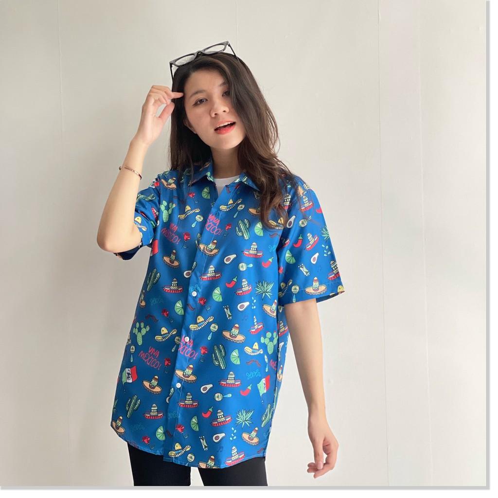 ÁO SƠ MI NỮ FORM RỘNG HOẠ TIẾT HOA LÁ CỰC ĐẸP , TƯƠI TẮN LANA FASHION