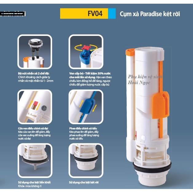 FV04 - Cây xả, cột xả bồn cầu 2 nhấn két rời