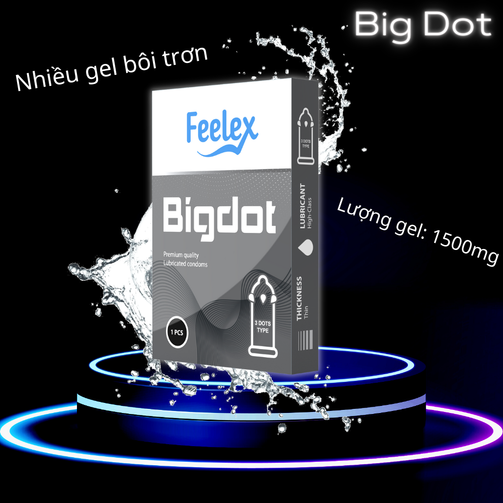 Bao cao su Feelex Bigdot gân gai bi lớn 3, 6 Bi nhiều gel bôi trơn, Hộp 1 bcs