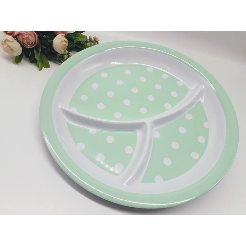 Khay ăn 3 ngăn cao cấp hình tròn 25cm hàng Japan Tặng Cafe MeetMore