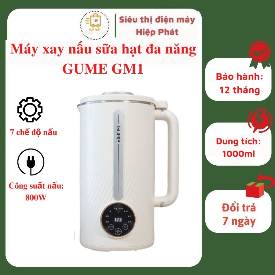 Máy làm sữa hạt đa chức năng mini GUME GM1 nấu cháo dinh dưỡng, xay đồ ăn dặm, xay sinh tố - Bảo hành 12 tháng