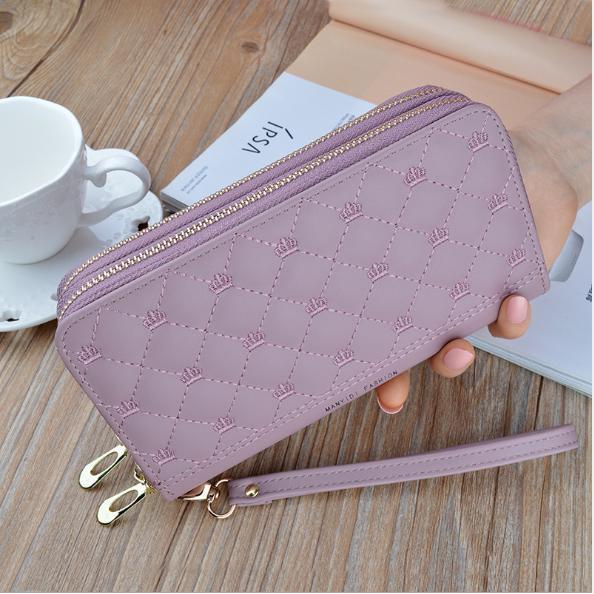 Ví nữ cầm tay hai khóa kéo trần trám VTT126 Danfashion