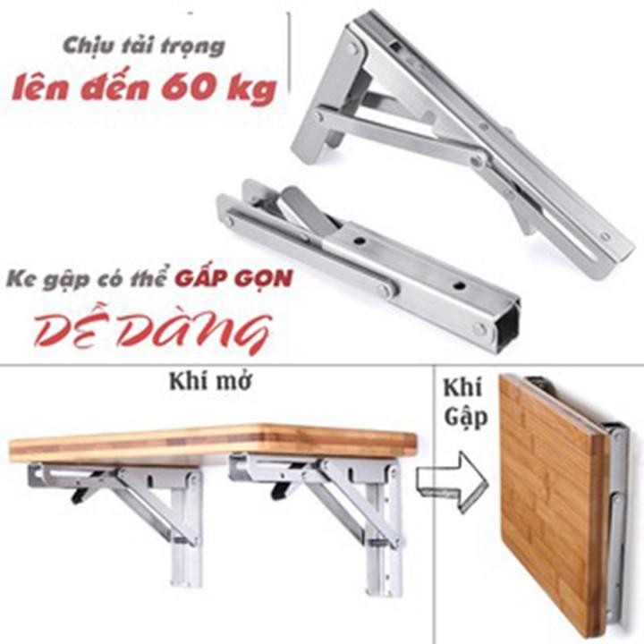 Bộ giá đỡ Ke bàn gấp treo tường thông minh thép không gỉ bản lề bàn gấp gọn Sunha Size 25cm SGT2039