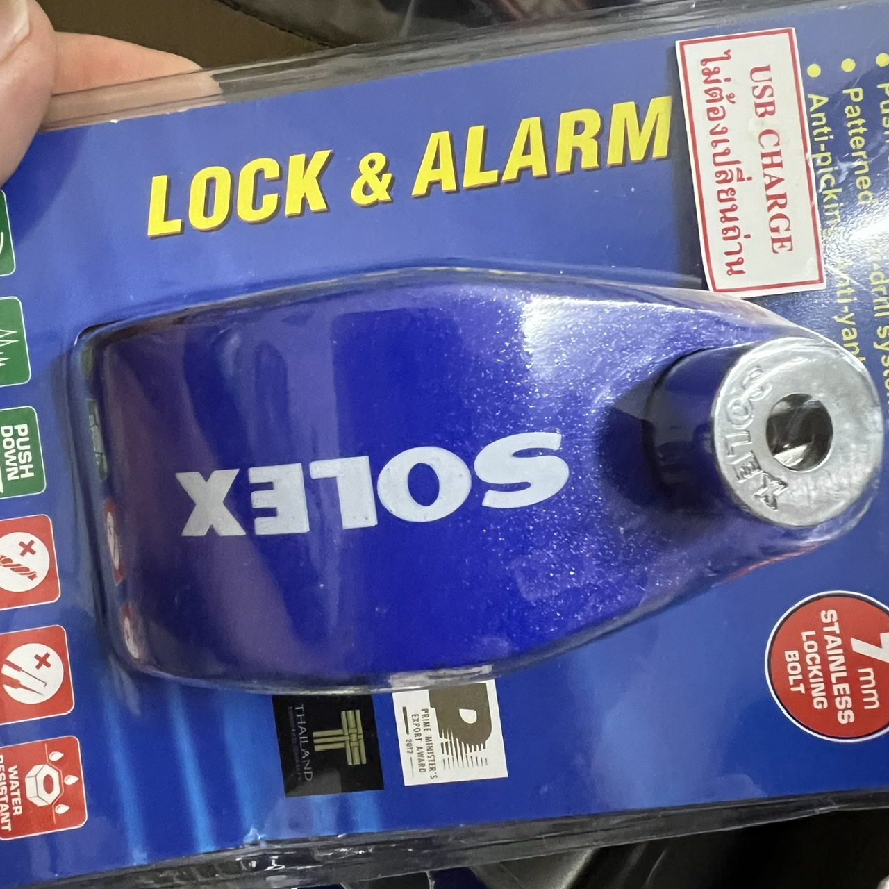 Khóa đĩa xe máy báo động SOLEX 9070 có sạc USB type C - MSOFT