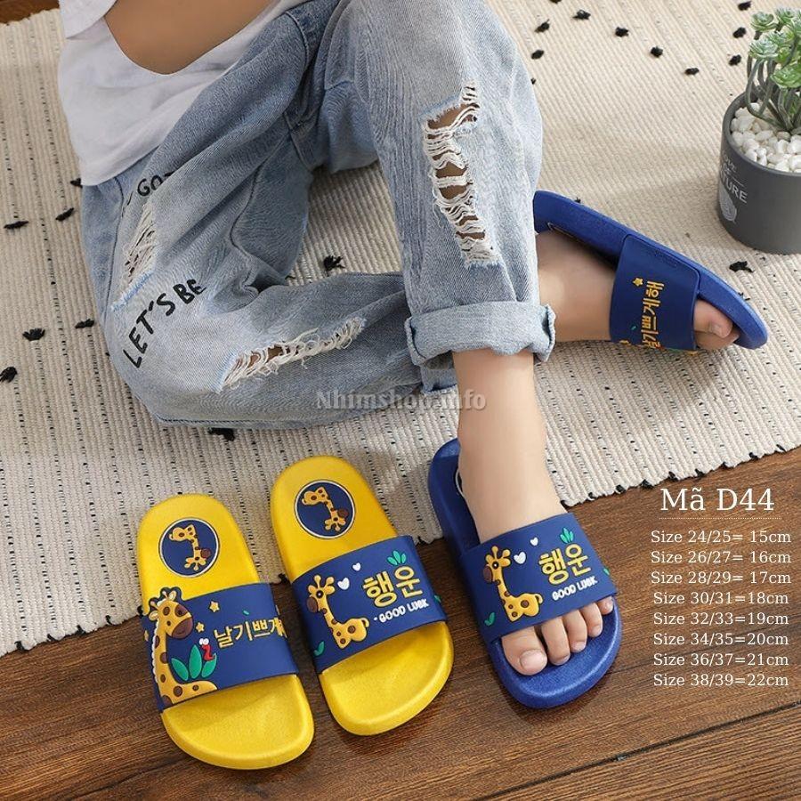 Dép đi trong nhà cho bé trai bé gái quai ngang dép lê nhựa dẻo êm nhẹ cao cấp chống trơn trượt trẻ em 3 - 12 tuổi D44