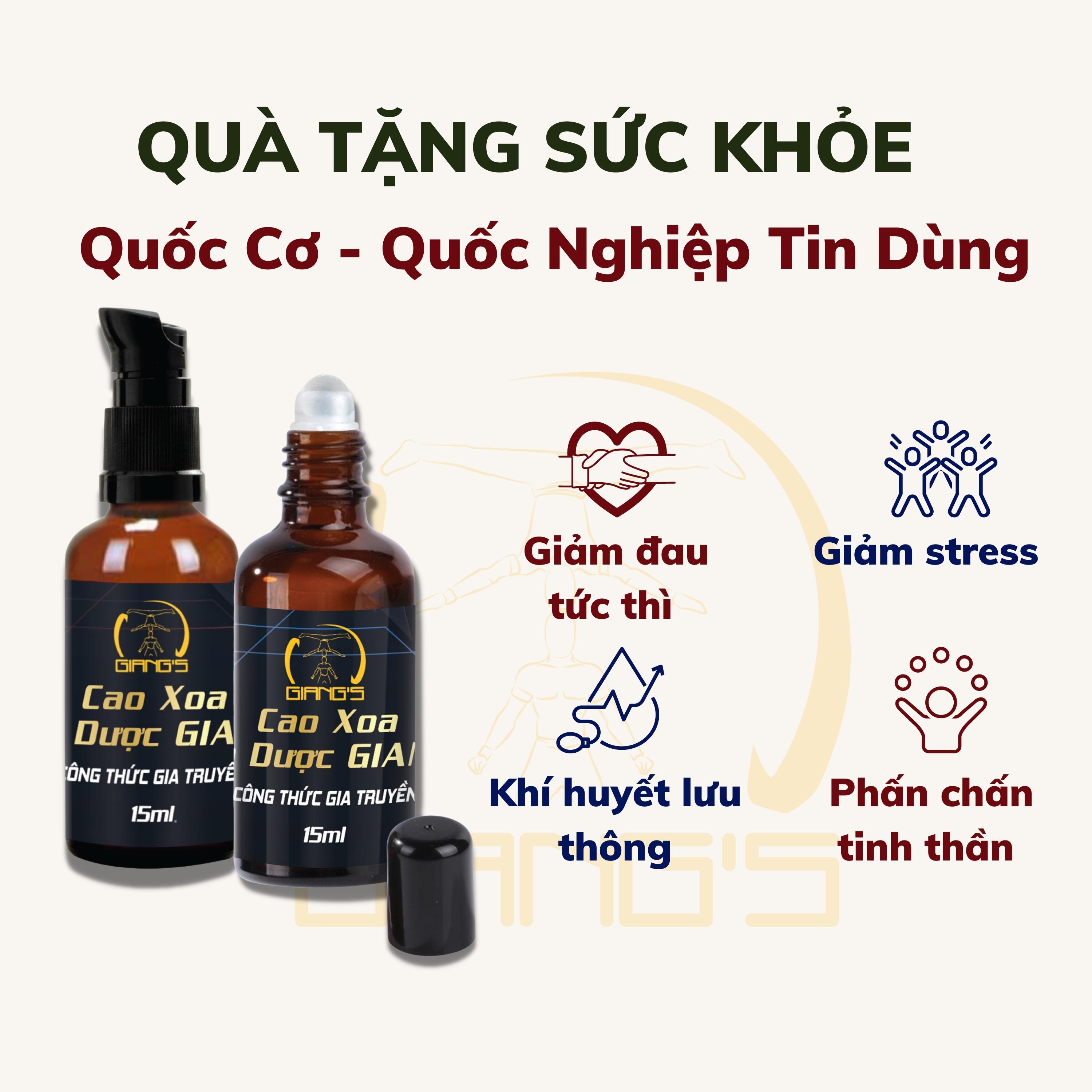 [Combo 02 bộ]SET QUÀ TẶNG Cao Xoa Bóp Thảo Dược GIANG'S, Dầu xoa bóp gia truyền Quốc Cơ Quốc Nghiệp