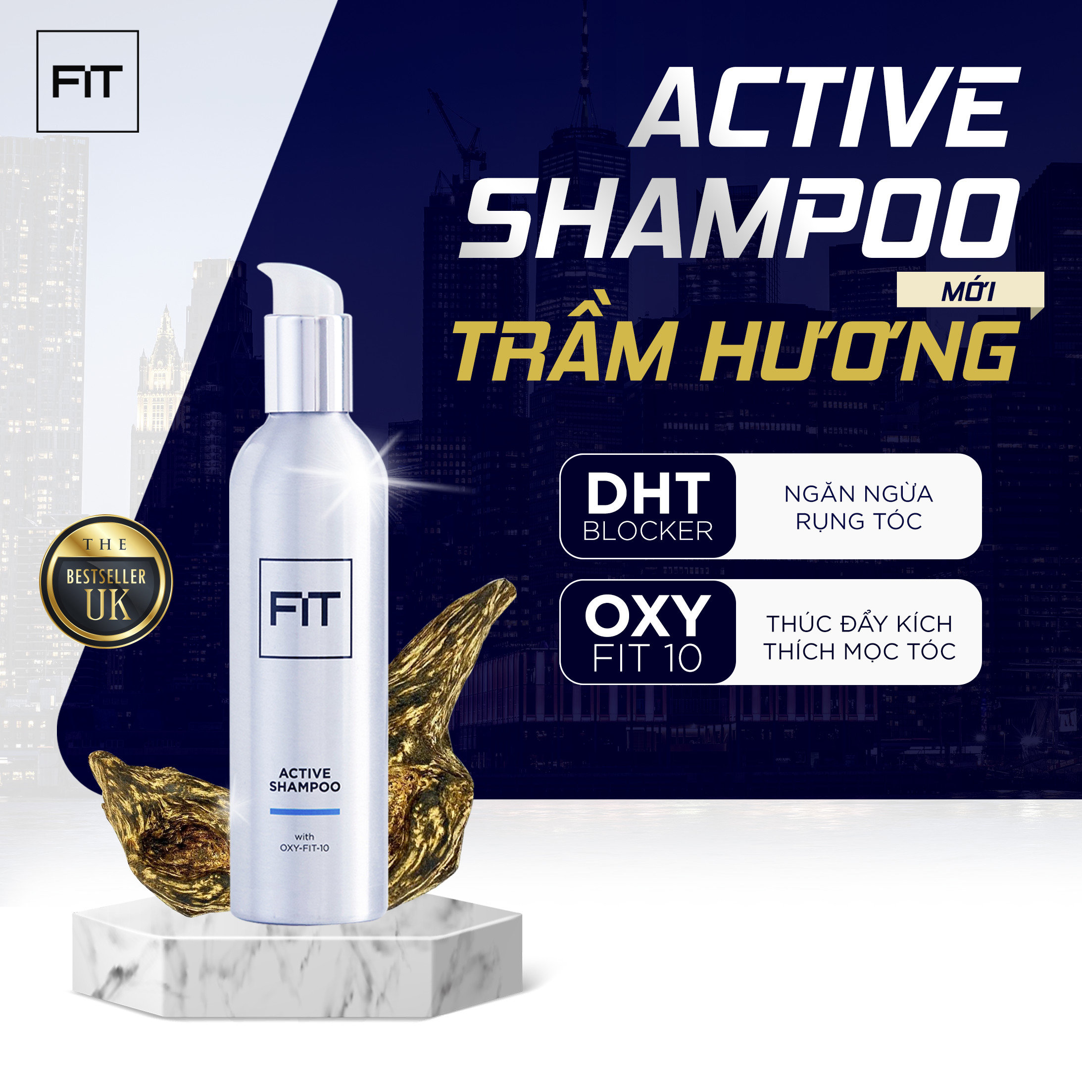 Dầu Gội Hoạt Tính DHT Blocker Ngăn Rụng Tóc FIT Active Shampoo - 250ml (Trầm Hương)