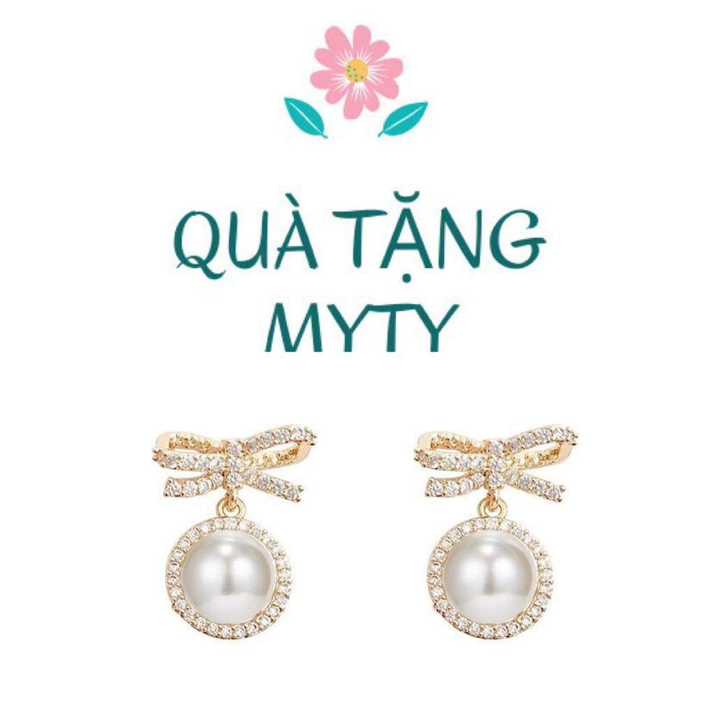 Khuyên Tai Nữ Họa Tiết Nơ Tròn Đính Đá, Phong Cách Hàn Quốc, BT07