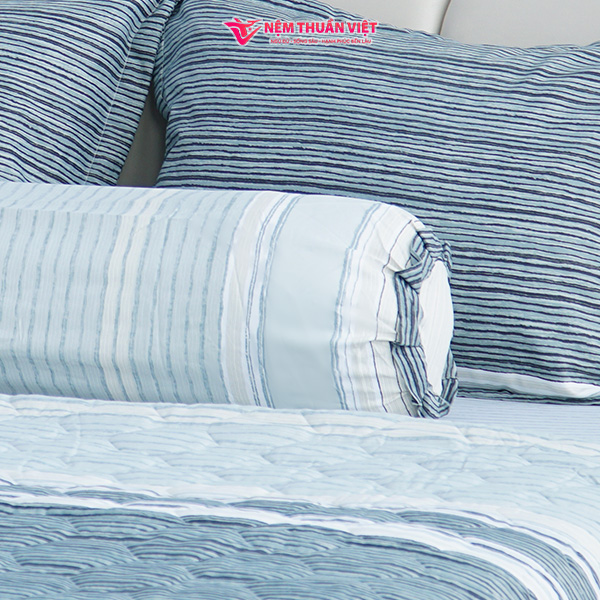 Bộ Chăn Ga Gối Tencel Luxury Thuần Việt – Họa Tiết Kẻ 01