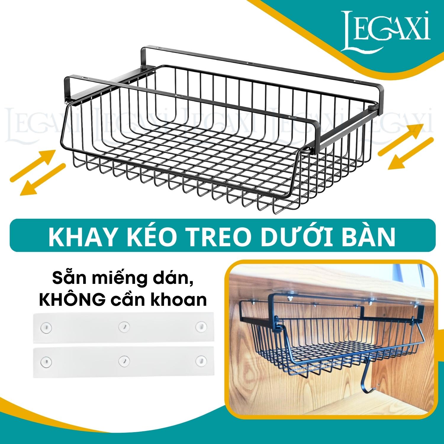 Khay lưới khung sắt để đồ dán dưới bàn làm việc bàn học làm việc ngăn bàn, hộc bàn văn phòng phẩm Legaxi