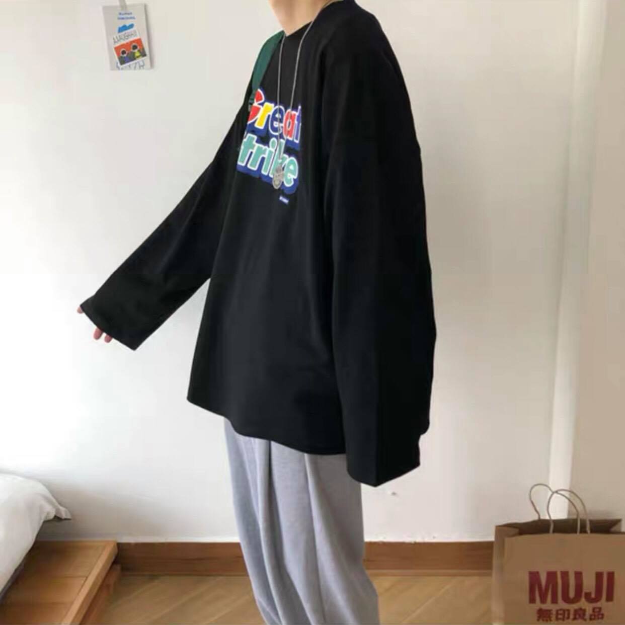 Áo Thun Tay Dài Dáng Rộng In Hình Long Tee Unisex - MM