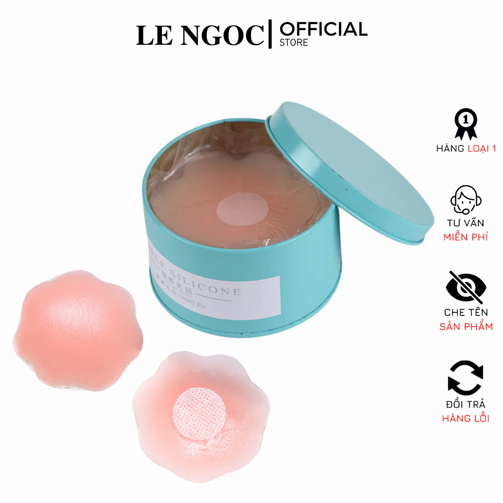 Hộp 5 cặp miếng dán đầu ti, miếng dán ngực Silicon hộp màu xanh tinh tế-LN004