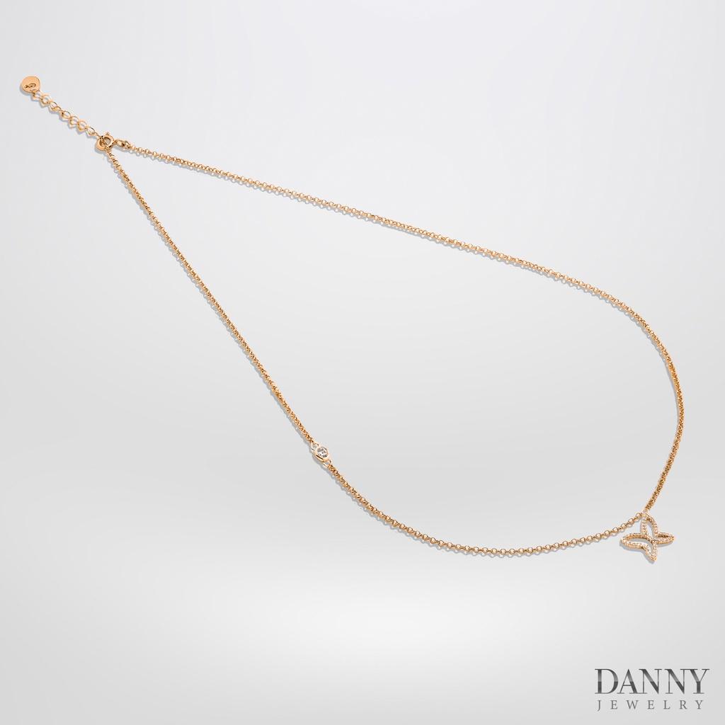 Dây Chuyền Có Mặt Danny Jewelry Bạc 925 Xi Vàng Hồng Hình Bướm Đá CZ DM036