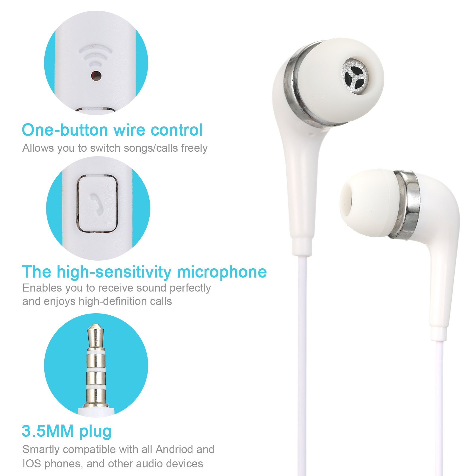 Tai Nghe Nhét Tai Có Dây 3.5mm Cho Điện Thoại Di Động Máy Tính Xách Tay Máy Tính Bảng