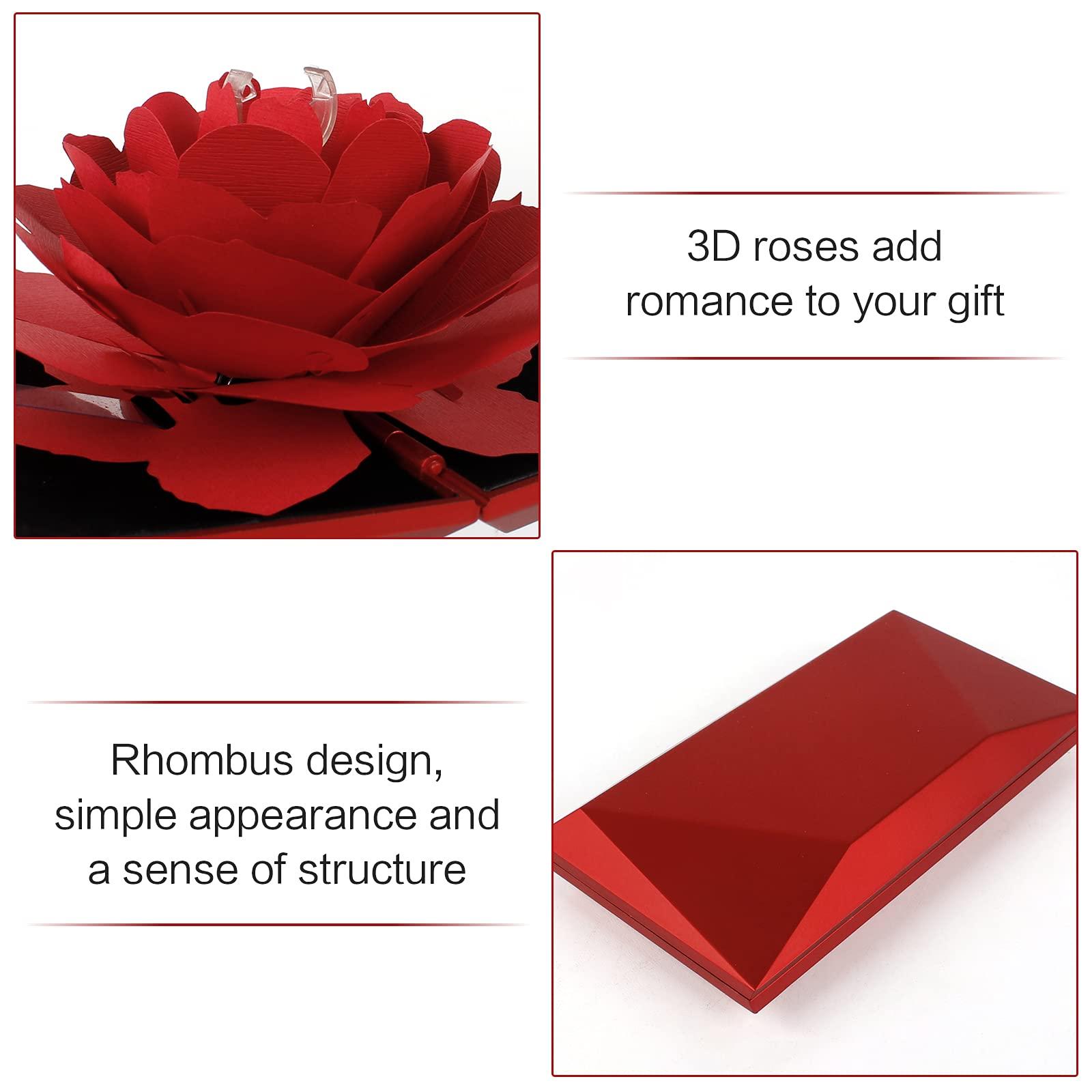 1 mảnh của hộp nhẫn Valentine's Day Rose Ring Box 3D Pop Up Rose Box Hộp nhẫn cưới bao gồm hộp nhẫn Hộp nhẫn Hộp trang sức cho vòng cổ vòng cổ