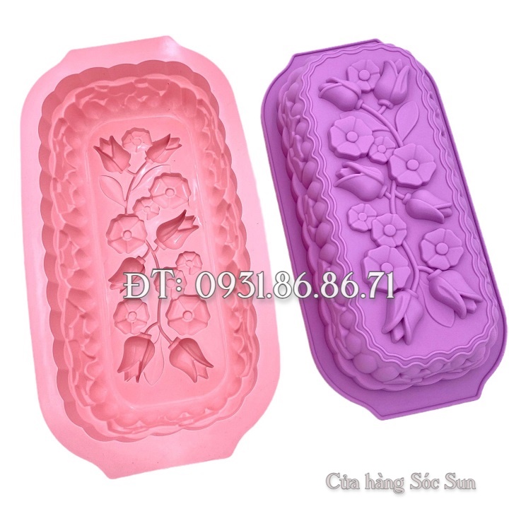 Khuôn silicon hình chữ nhật các loại hoa loại 32 cm - Mã số 1127