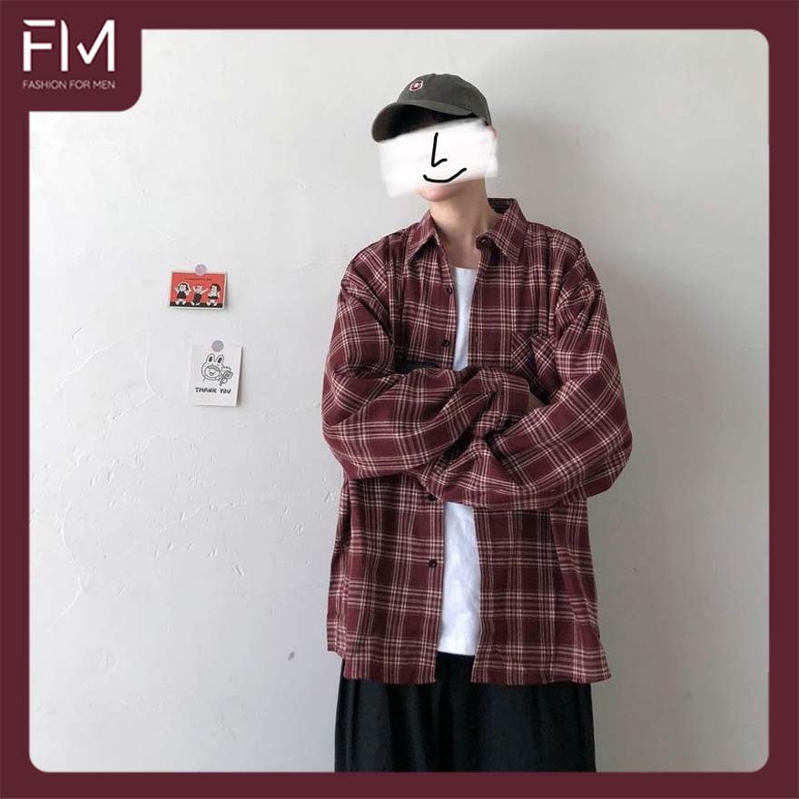Áo sơ mi nam dài tay form rộng kẻ sọc caro cổ bẻ phong cách Hàn Quốc – FORMEN SHOP – FMTTB013