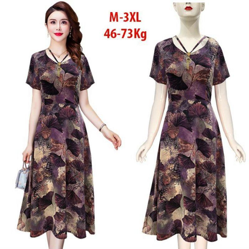 ĐẦM XÒE CỔ TIM IN HỌA TIẾT KÈM PHỤ KIỆN
