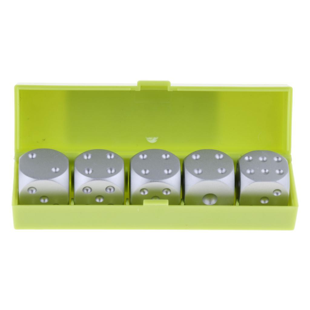 5pcs/set Aluminum Alloy Metal Silver Cube Dice Gift Role Play Games, Lightweight, durable and portable