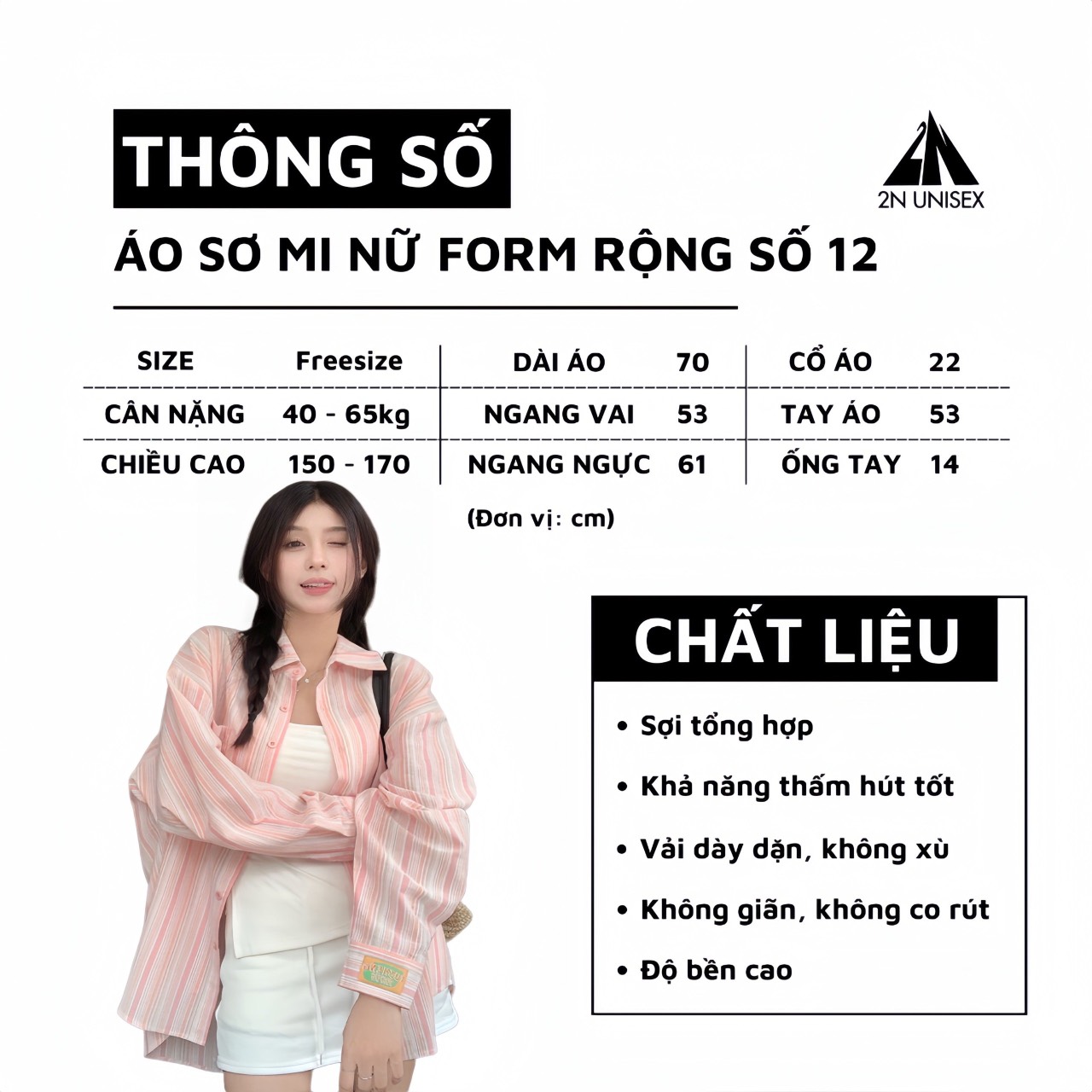 Áo sơ mi khoác ngoài form rộng unisex - Áo sơ mi nữ oversize sọc nhỏ số 12