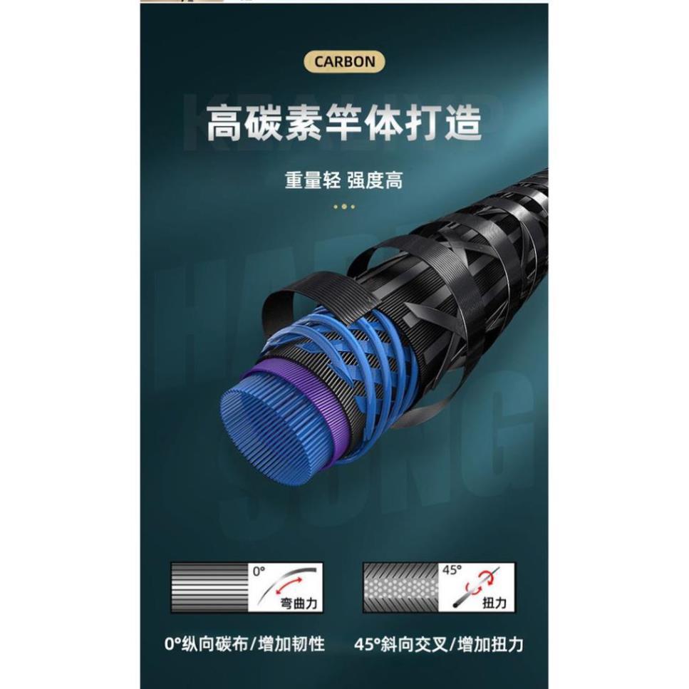 Cần câu tay xích long 6H catbon tặng ngọn phụ 360