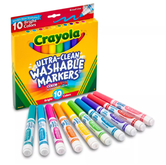 BÚT LÔNG NÉT TO, TÔNG MÀU TƯƠI SÁNG CRAYOLA  10 CÂY (TẨY RỬA ĐƯỢC)