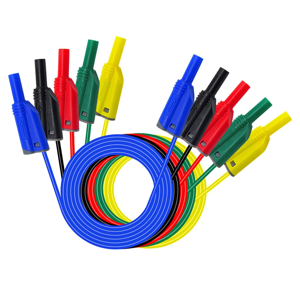 5Pcs 1M 4mm 14AWG Silicone Banana to Banana Plug Test Probe Lead Wir 5 Color