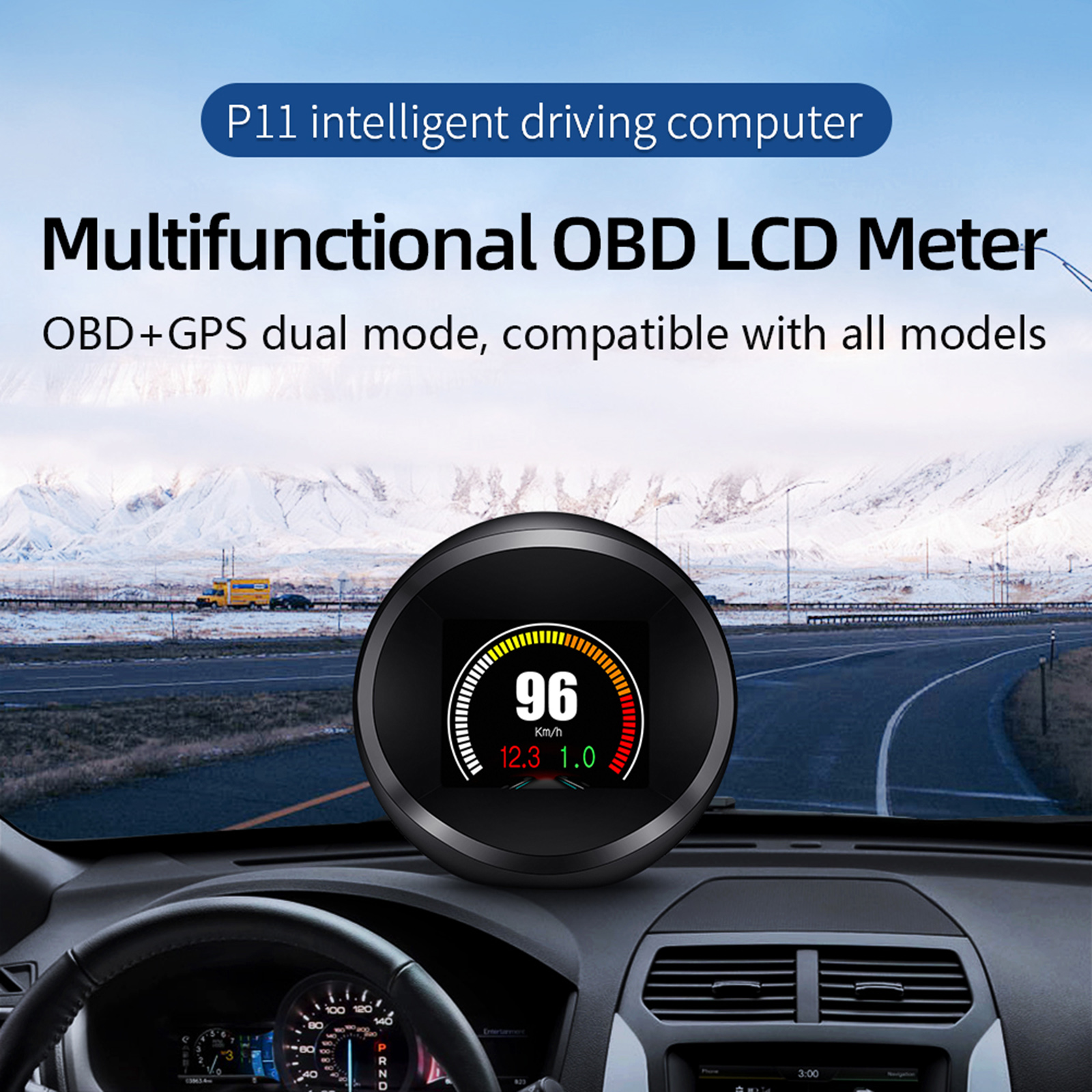 Car HUD Display, OBD+GPS Head Up Display High Definition Safe Driving Computer Car Diagnostic Tool OBD Fault Code