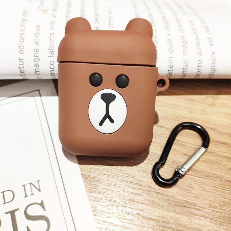 Airpods Case_Ốp Bảo Vệ Cho Airpods 1/2 hình Gấu Line Nâu và Thỏ Trắng _Tặng Kèm Móc Khóa Dây Da