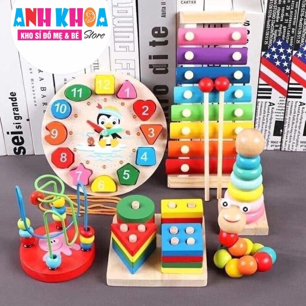 SALE - Combo 6 món đồ chơi gỗ cho bé thông minh, phát triển trí tuệ tư duy cho bé từ 1 - 6 tuổi.