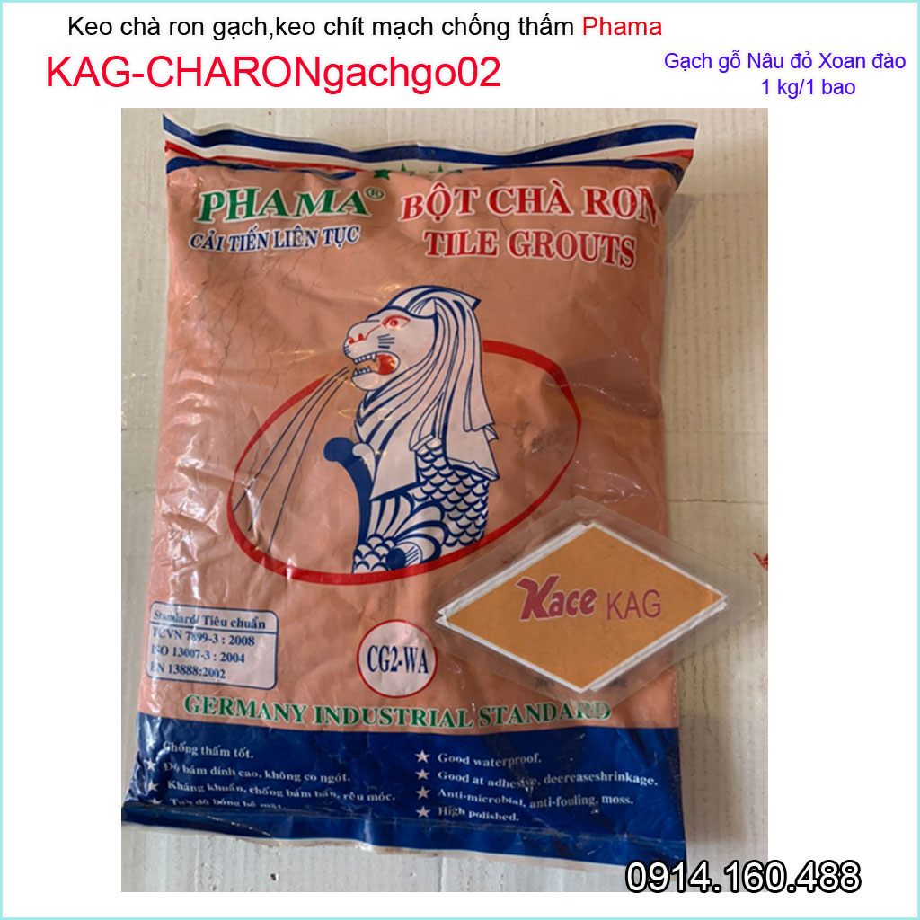 1Kg Keo chà ron phama gạch gỗ đỏ xoan đào KAG-CHARONgachgo02, bột chít mạch khe ron gạch chống thấm-chống rêu mốc