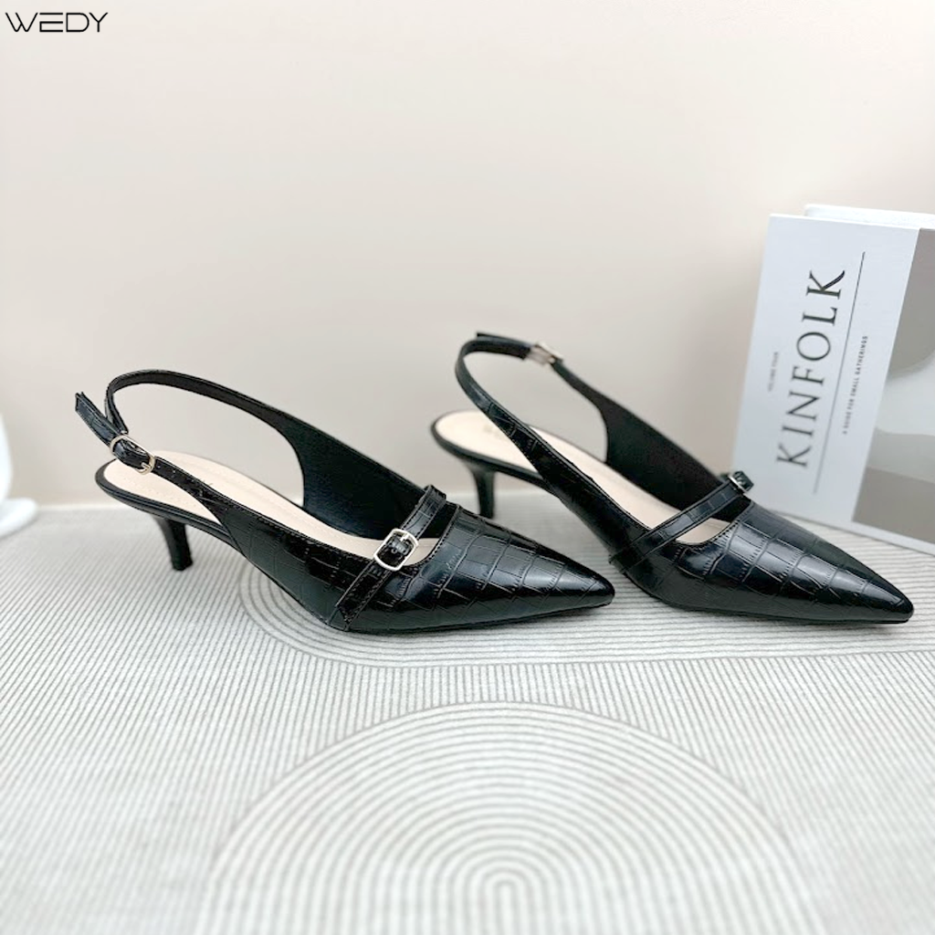 Giày Cao Gót Bít Mũi 5 Phân, Giày Cao Gót Slingback Sang Trọng WD2328